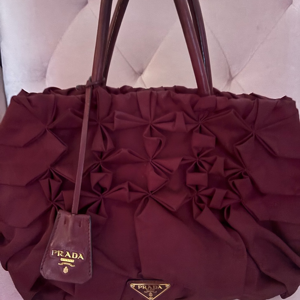 Prada Burgundy Tote Bag